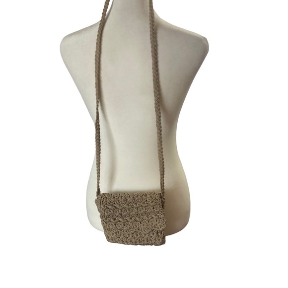 Marshall and Gilster Crochet Works Crossbody Bag Tan Crocheted  Braided Strap - Picture 3 of 8